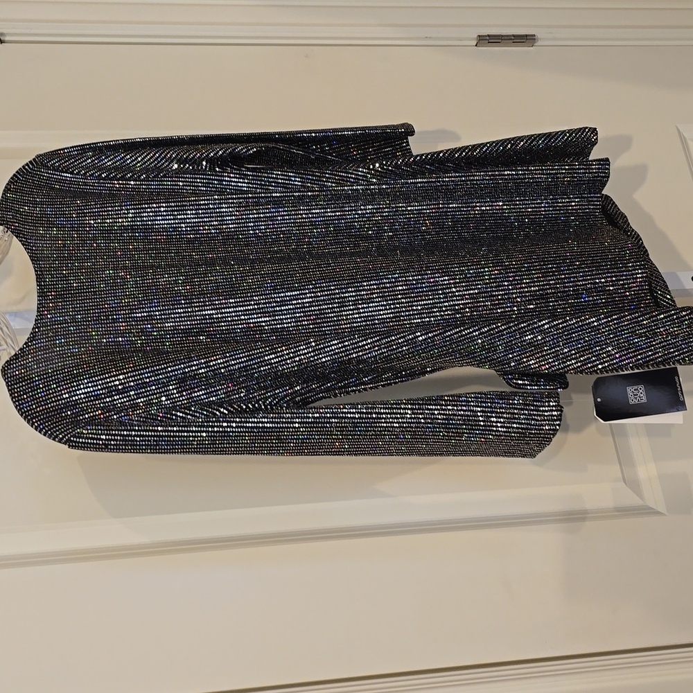Clara Sunwoo Black and Silver wrap style Top Large - Picture 6 of 6